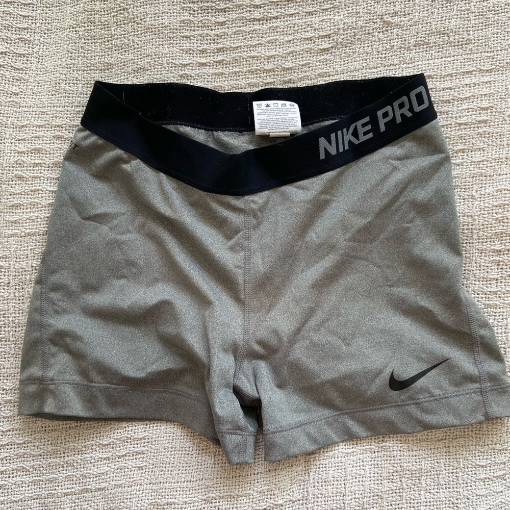 Grey Nike Pro 3 inch spandex shorts